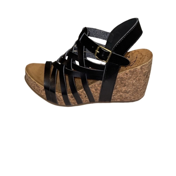 Blowfish Malibu Harper Vegan Cork Wedge Sandal in Black, Sz 8 NEW - Picture 3 of 8